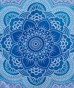 Indian Lotus Flower Tapestry Wall Hanging Blue Color-3961
