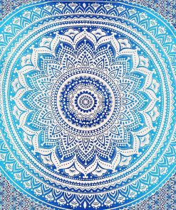 Twin Blue Ombre Hippie Mandala Tapestry | Bohemian Wall hangings-3937