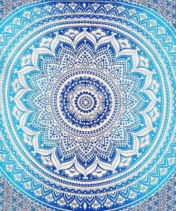 Twin Blue Ombre Hippie Mandala Tapestry | Bohemian Wall hangings-3937