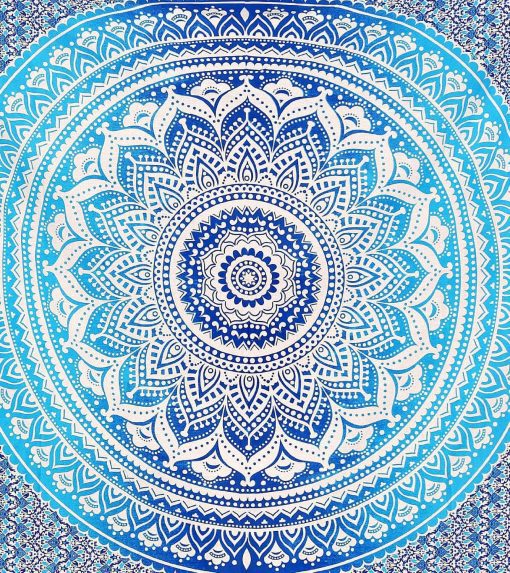 Twin Blue Ombre Hippie Mandala Tapestry | Bohemian Wall hangings-3937