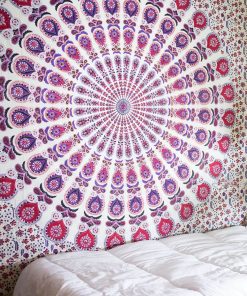 Peacock Hippie Bohemian Mandala Tapestry Twin Bedspread Throw-3932