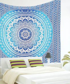 Twin Blue Ombre Hippie Mandala Tapestry | Bohemian Wall hangings-3936