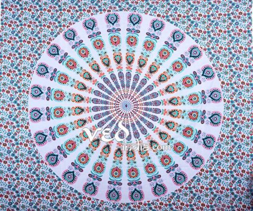 Best Mandala Bed Sheet Tapestry | Peacock Hippie Bedding-3890