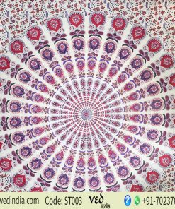 Peacock Hippie Bohemian Mandala Tapestry Twin Bedspread Throw-0