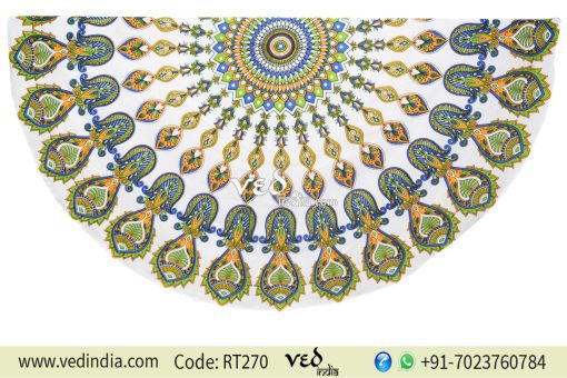 Round Mandala Tapestry Colorful Floral Design-0